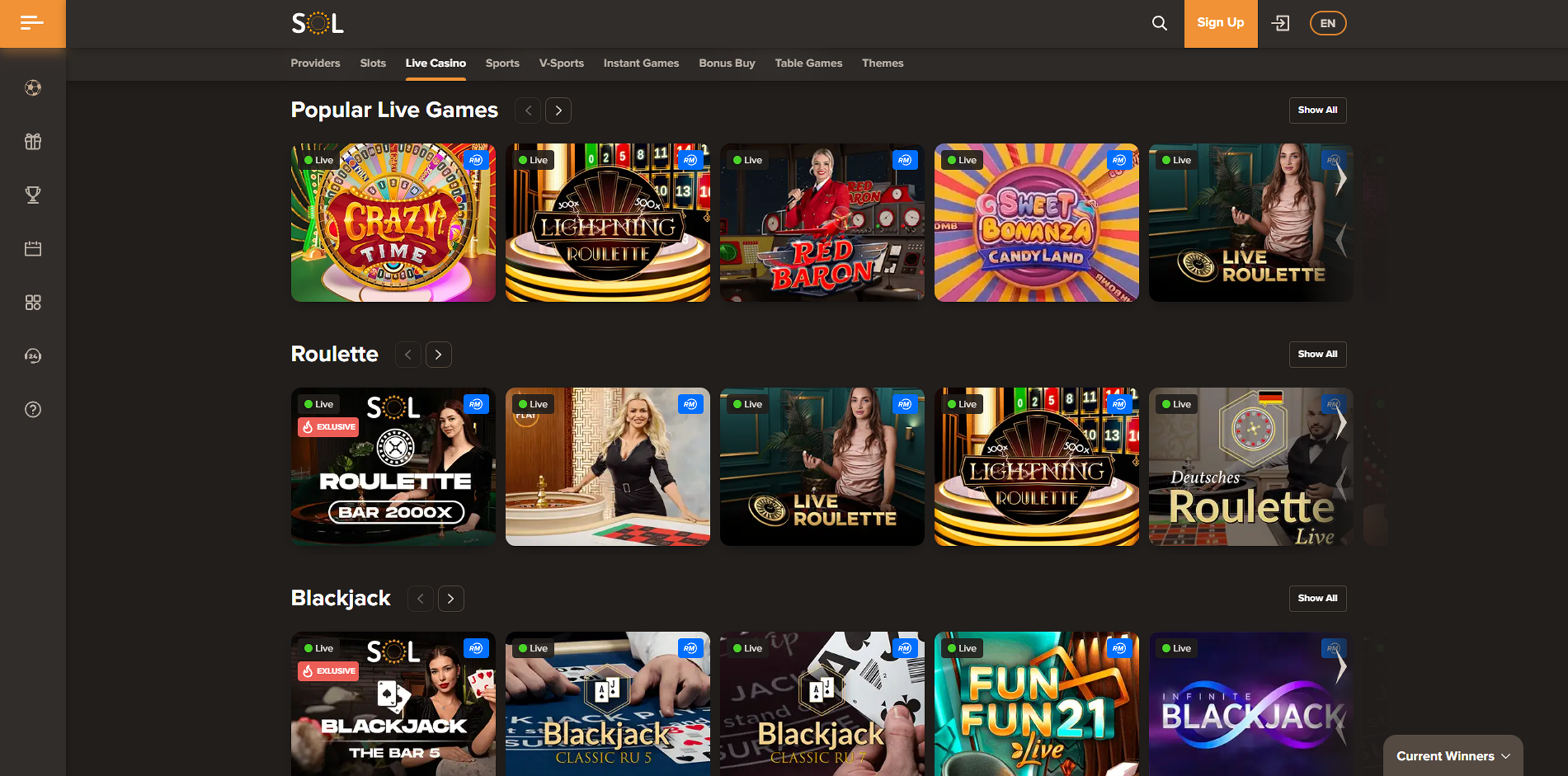 SOL casino live games