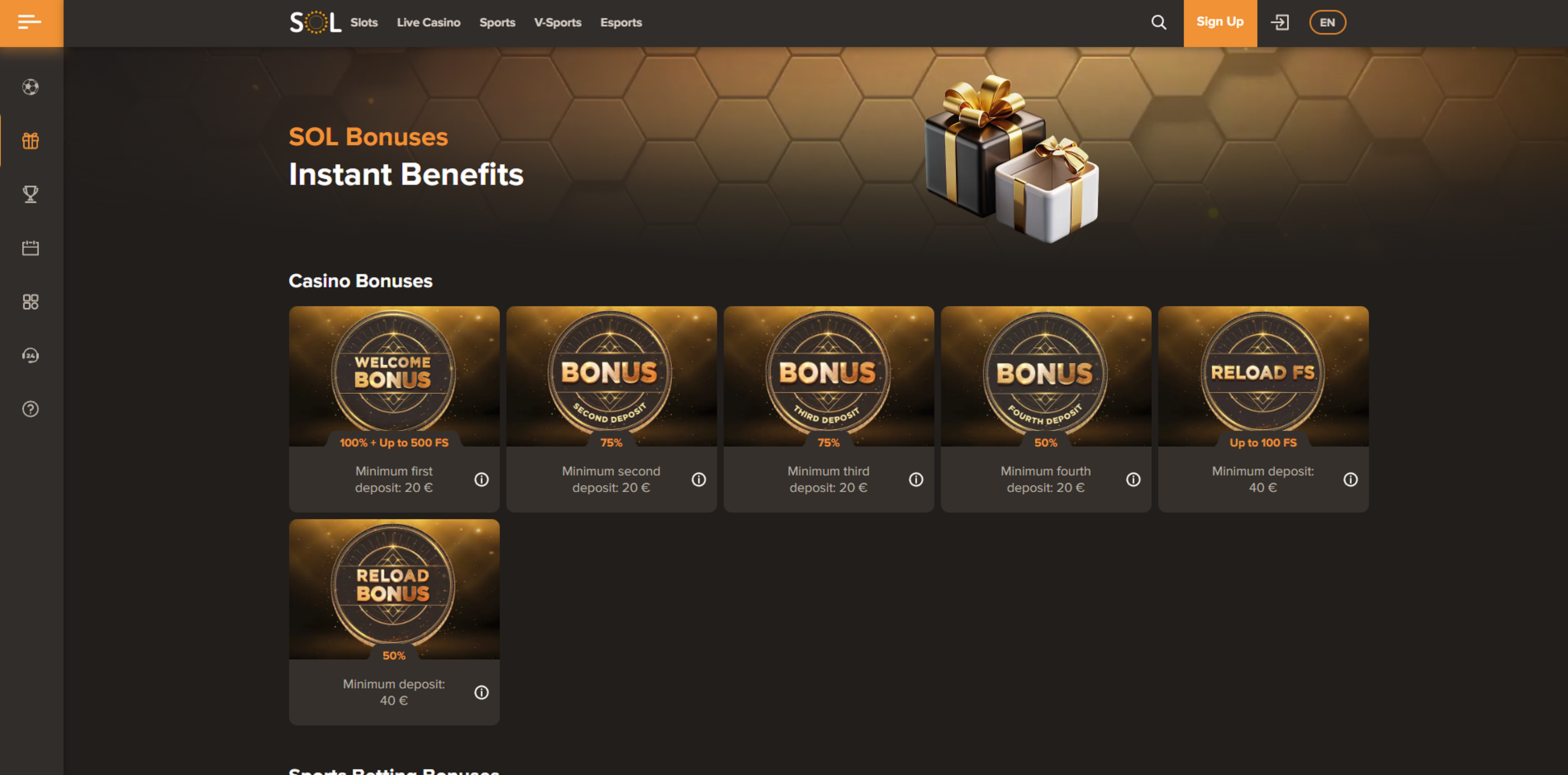 SOL casino bonuses
