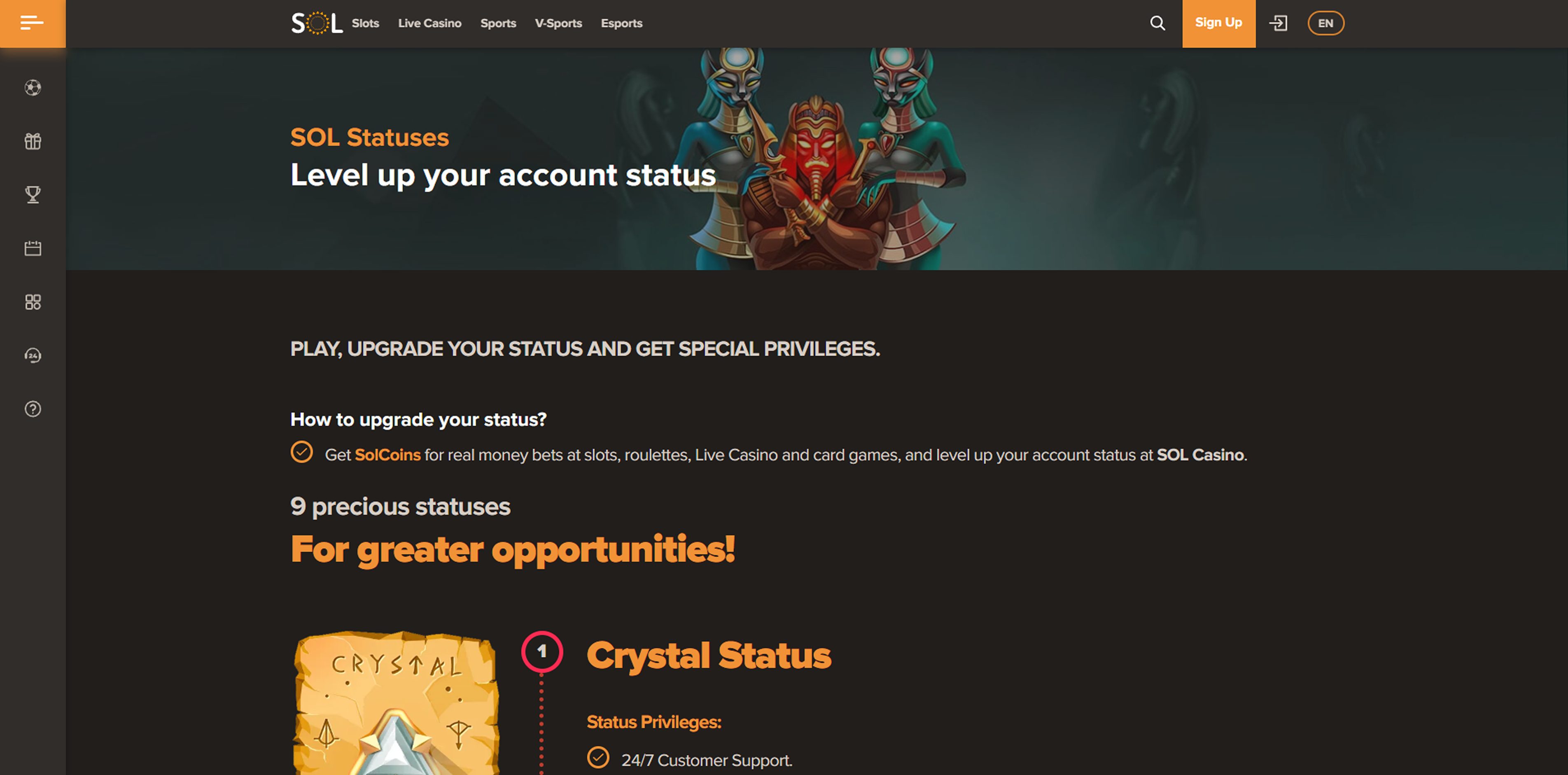 SOL casino loyalty program