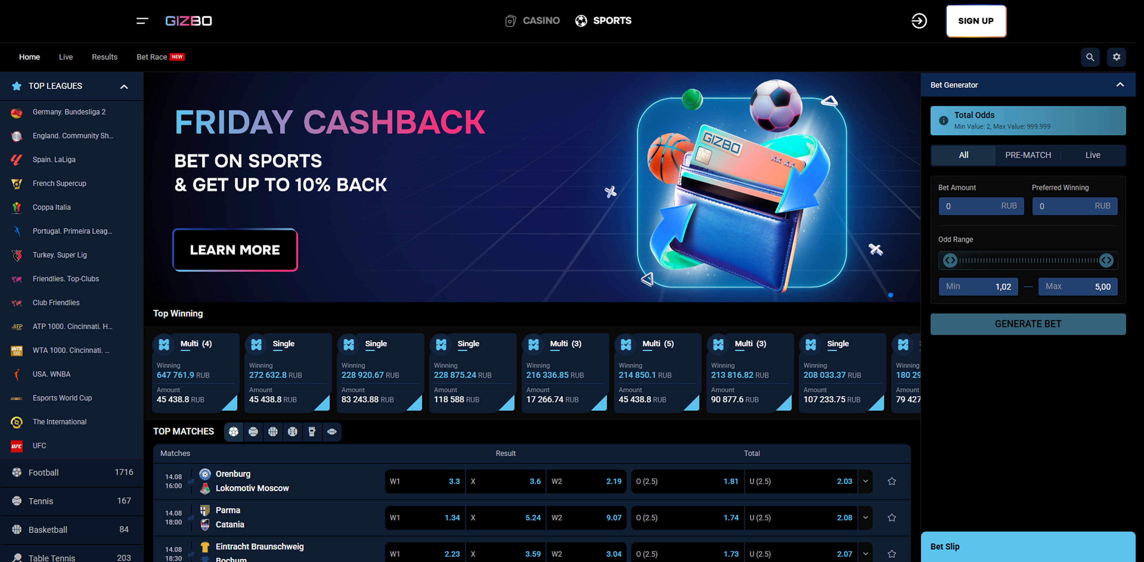 Gizbo sports betting