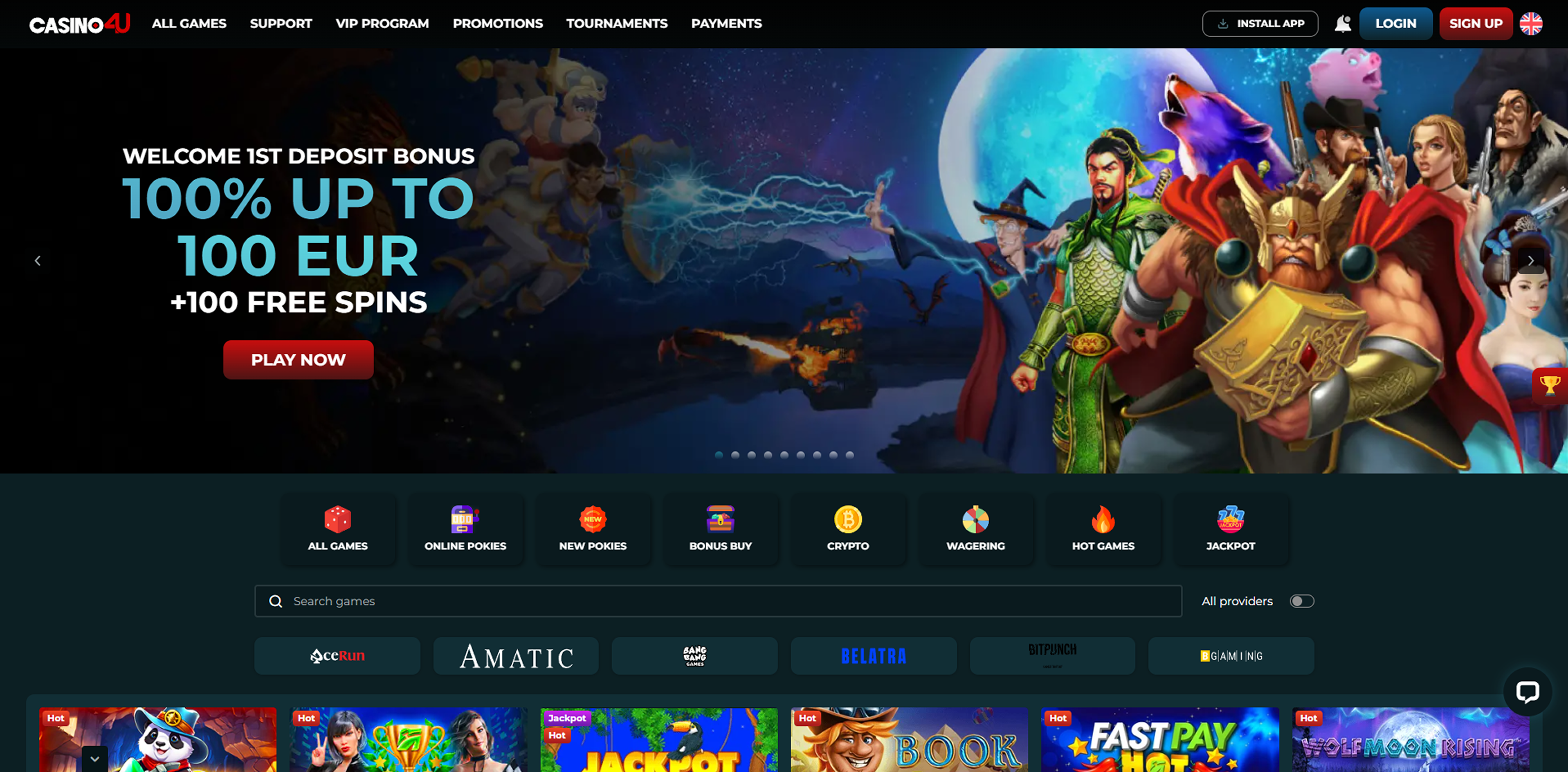 Casino4u main page
