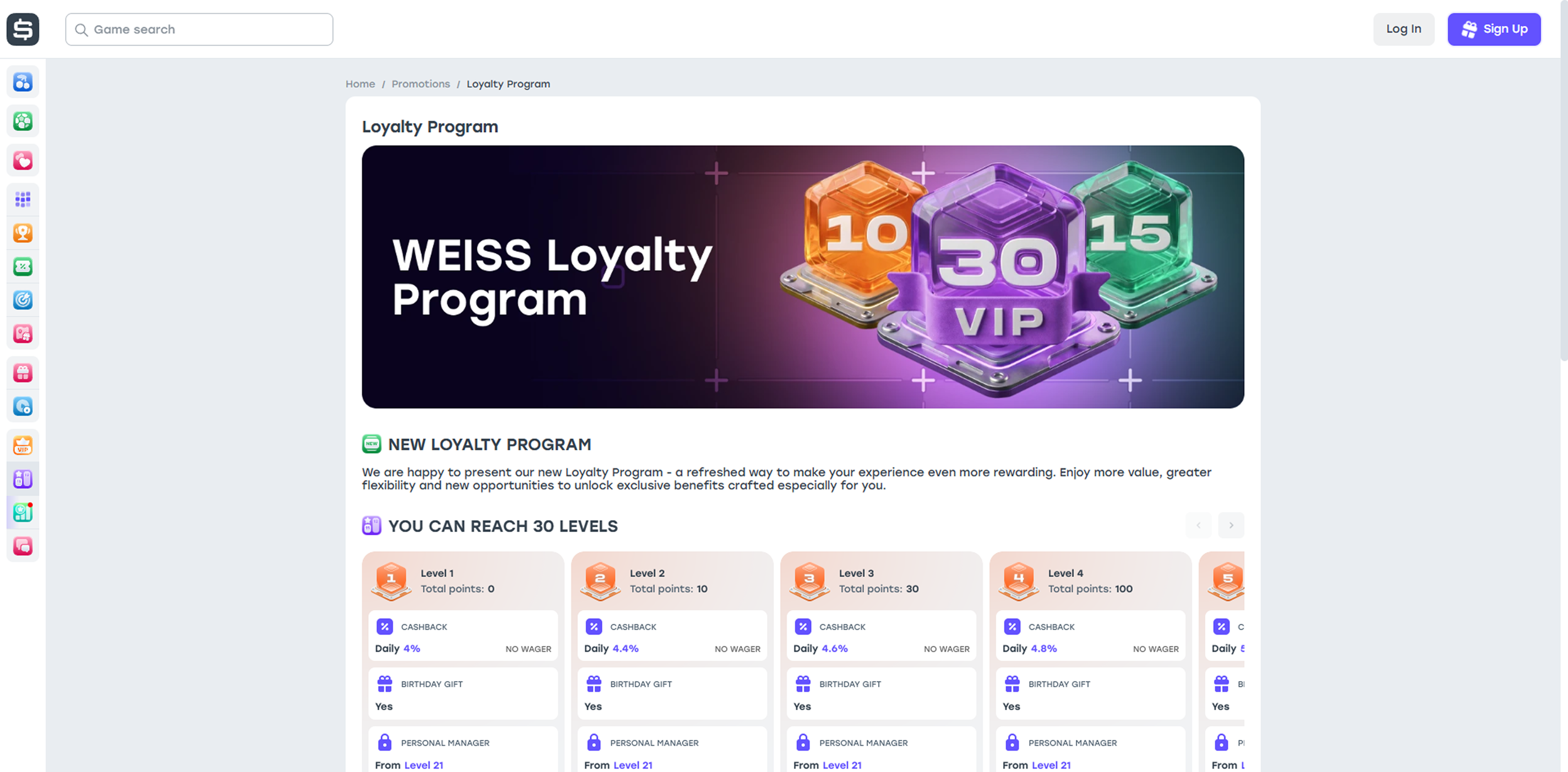 Weiss casino loyalty program