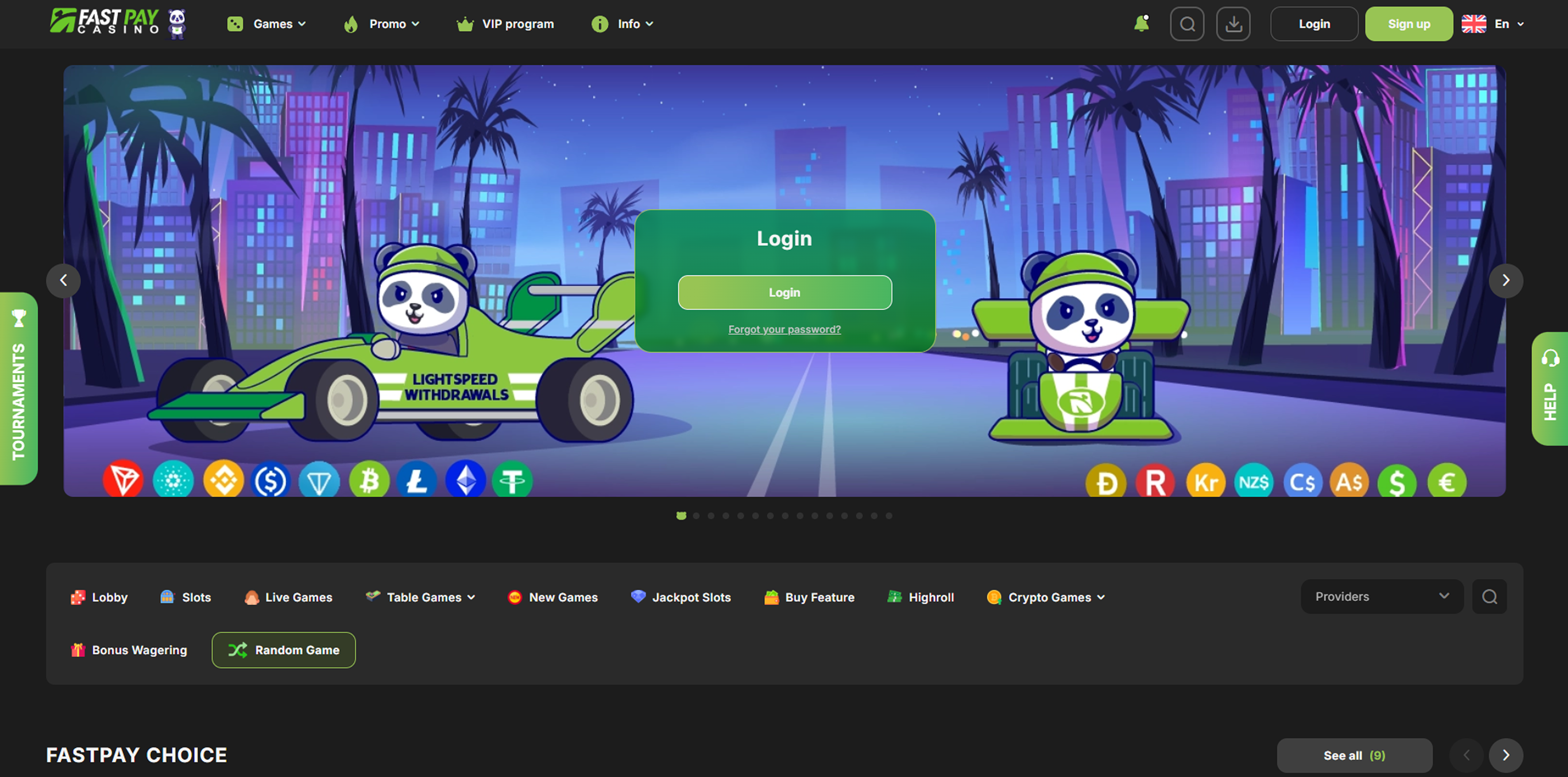 FastPay casino main page