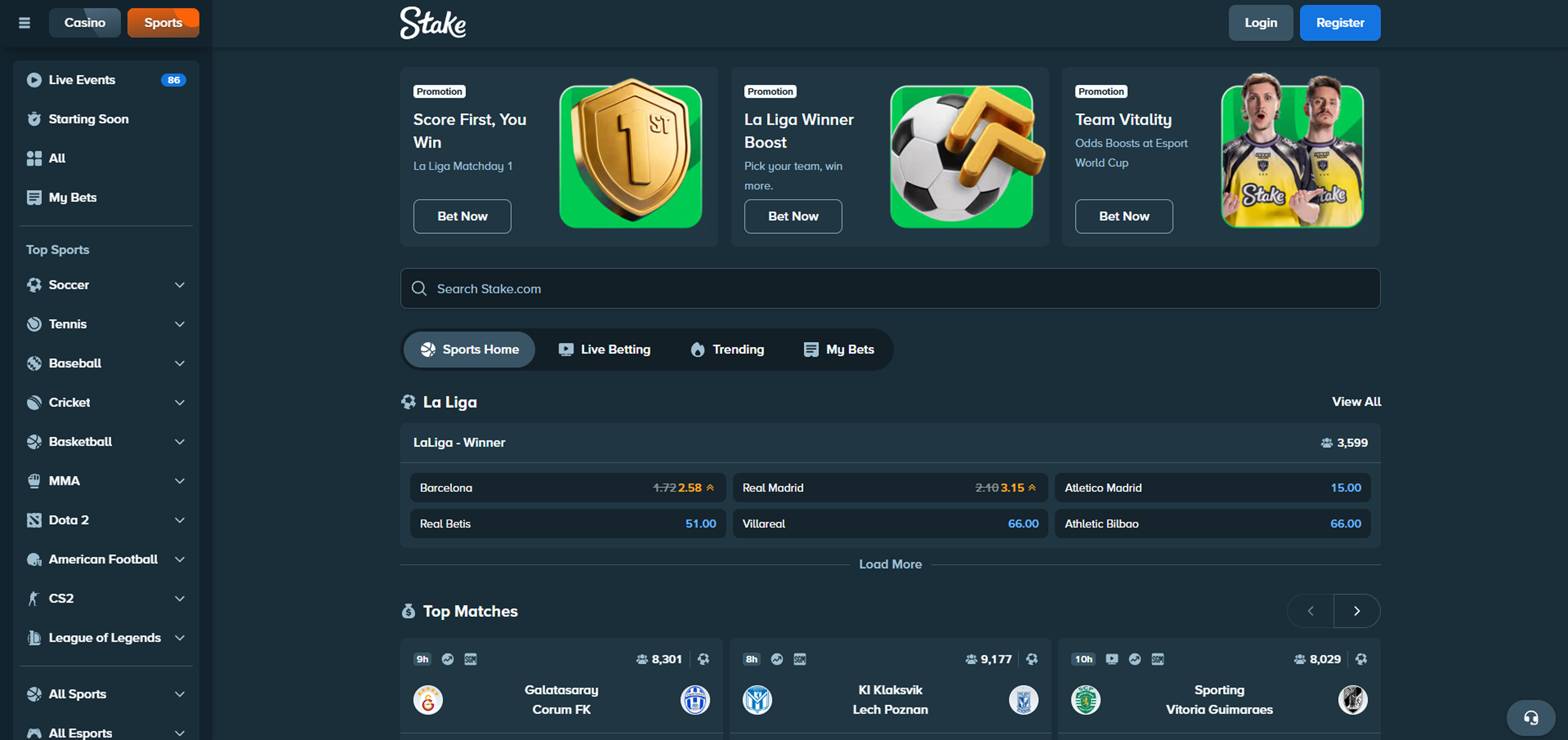 Stake casino sports betting