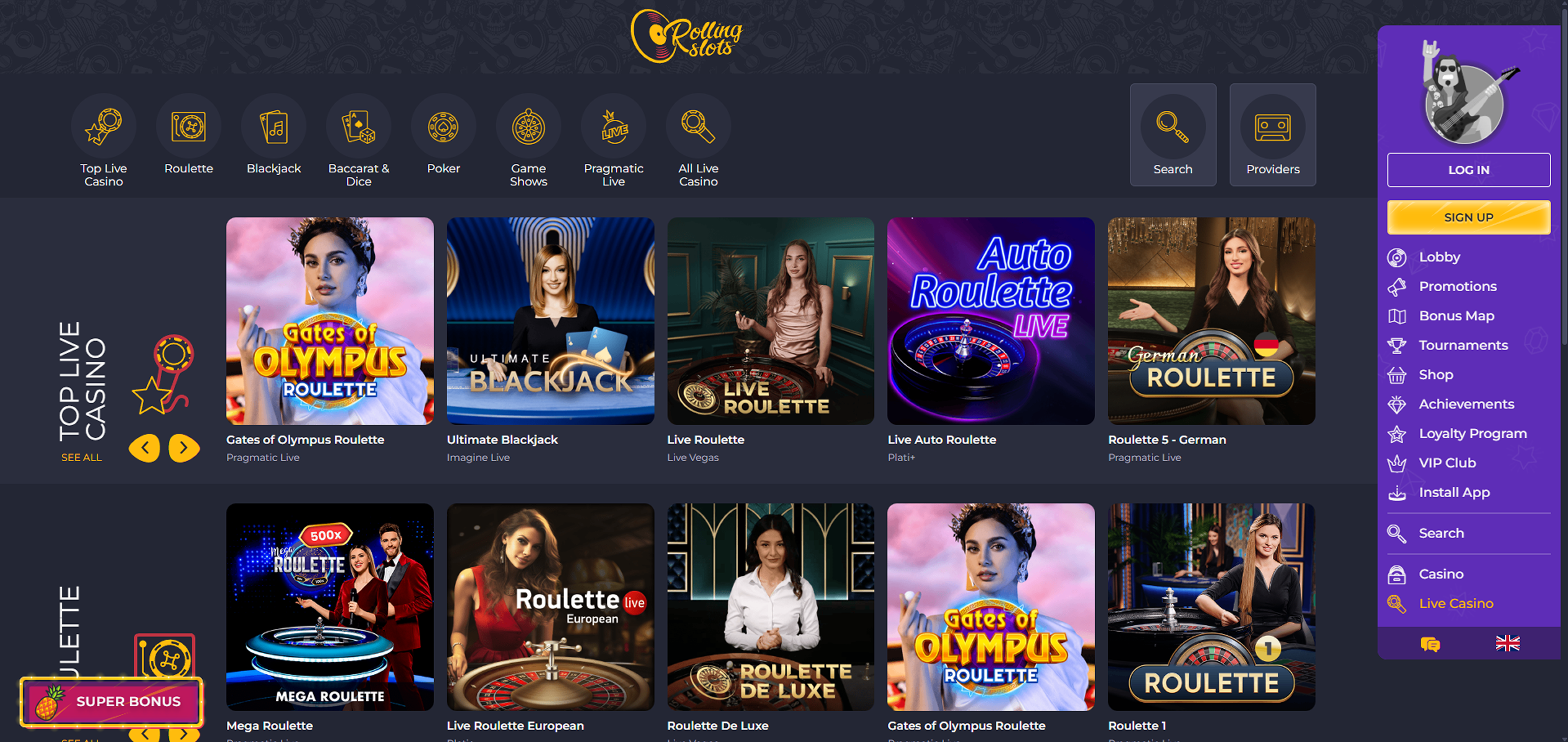 Rolling Slots live games