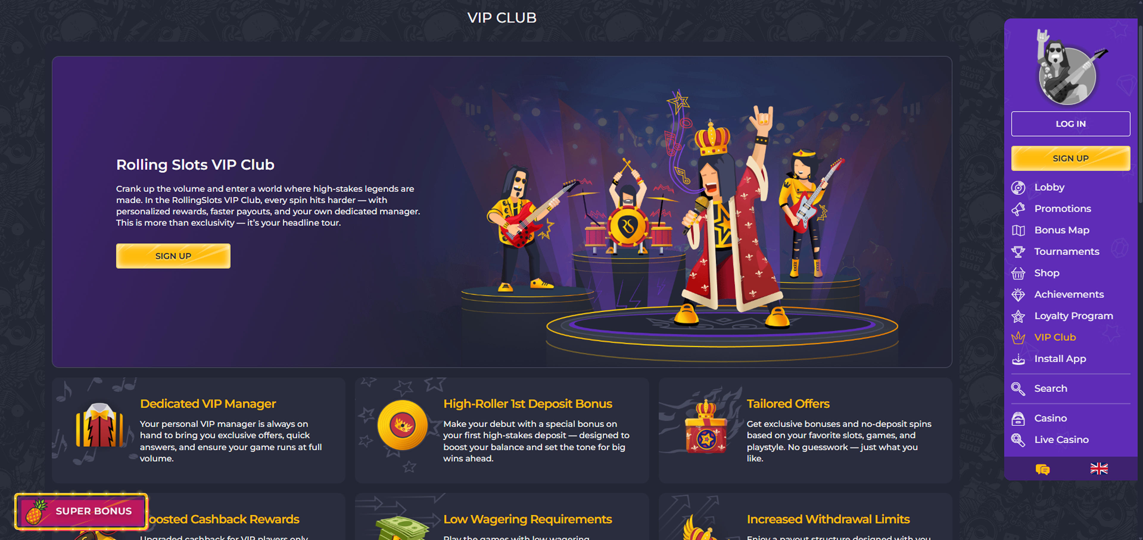Rolling Slots VIP club