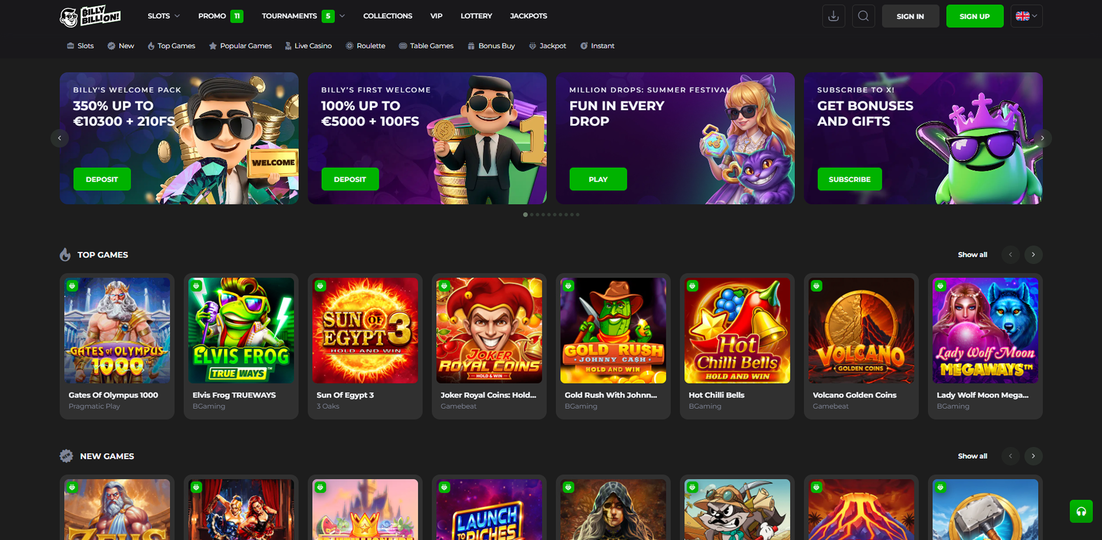 Billy Billion main page