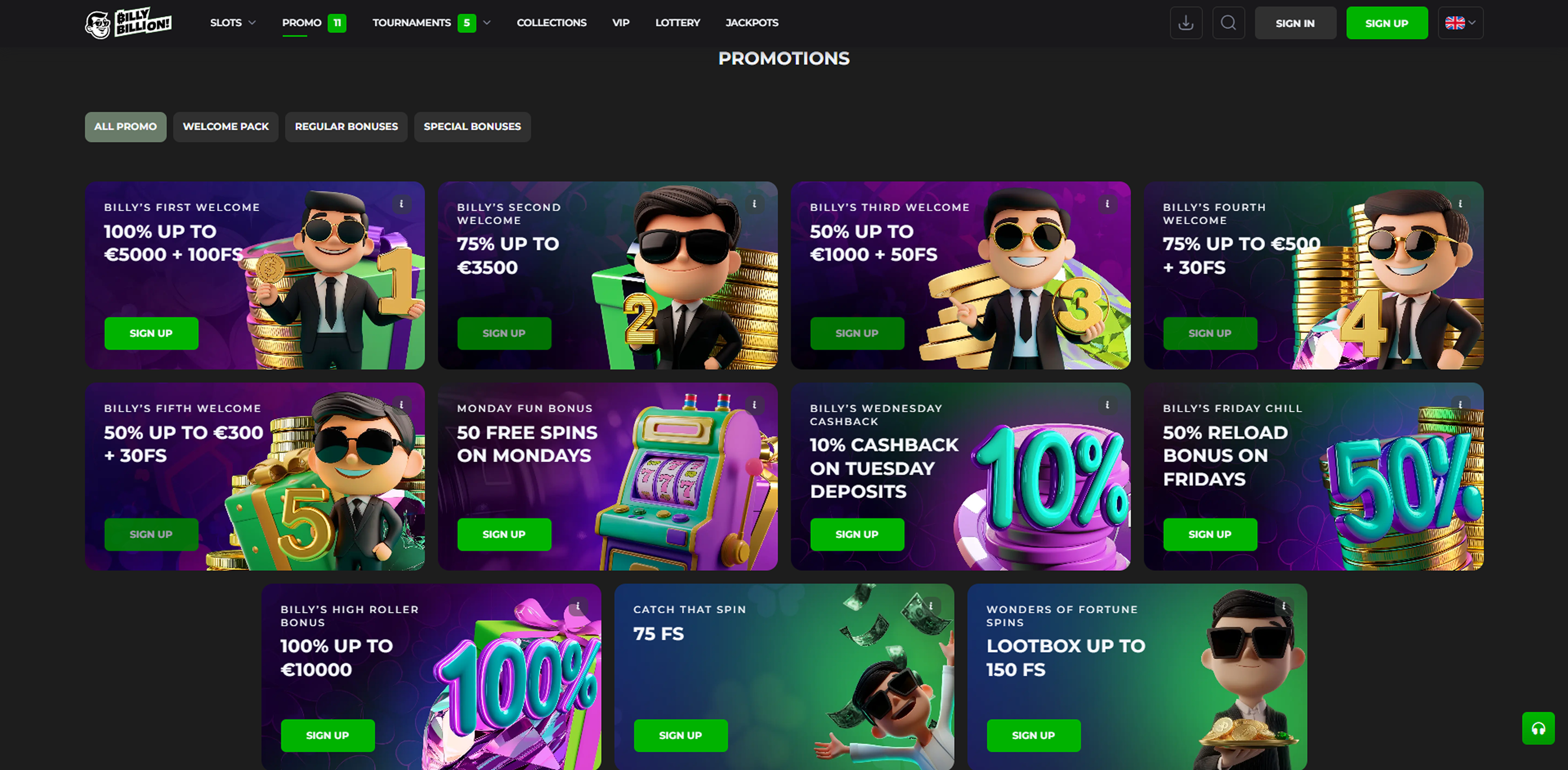 Billy Billion bonuses