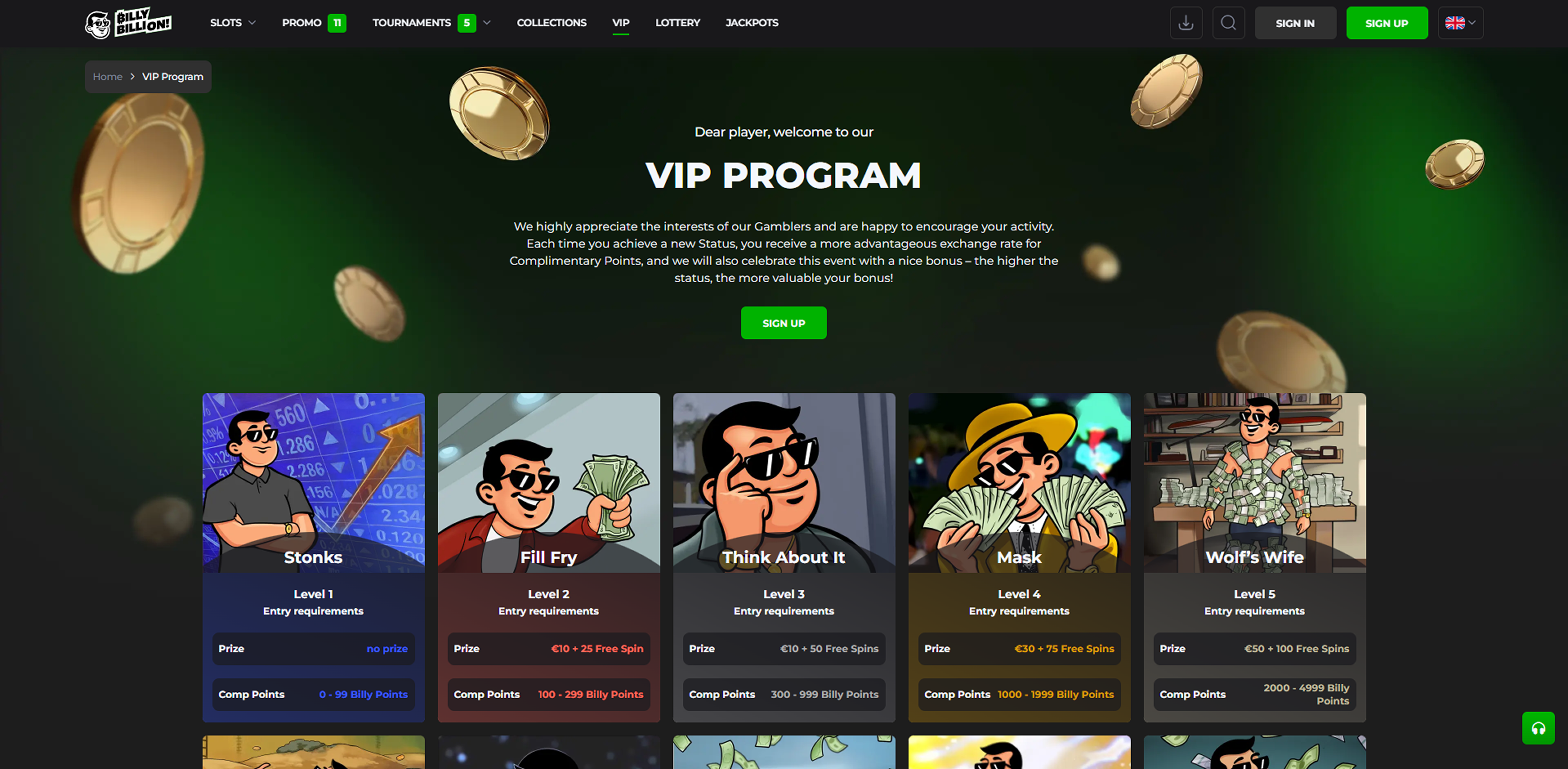 Billy Billion loyalty program