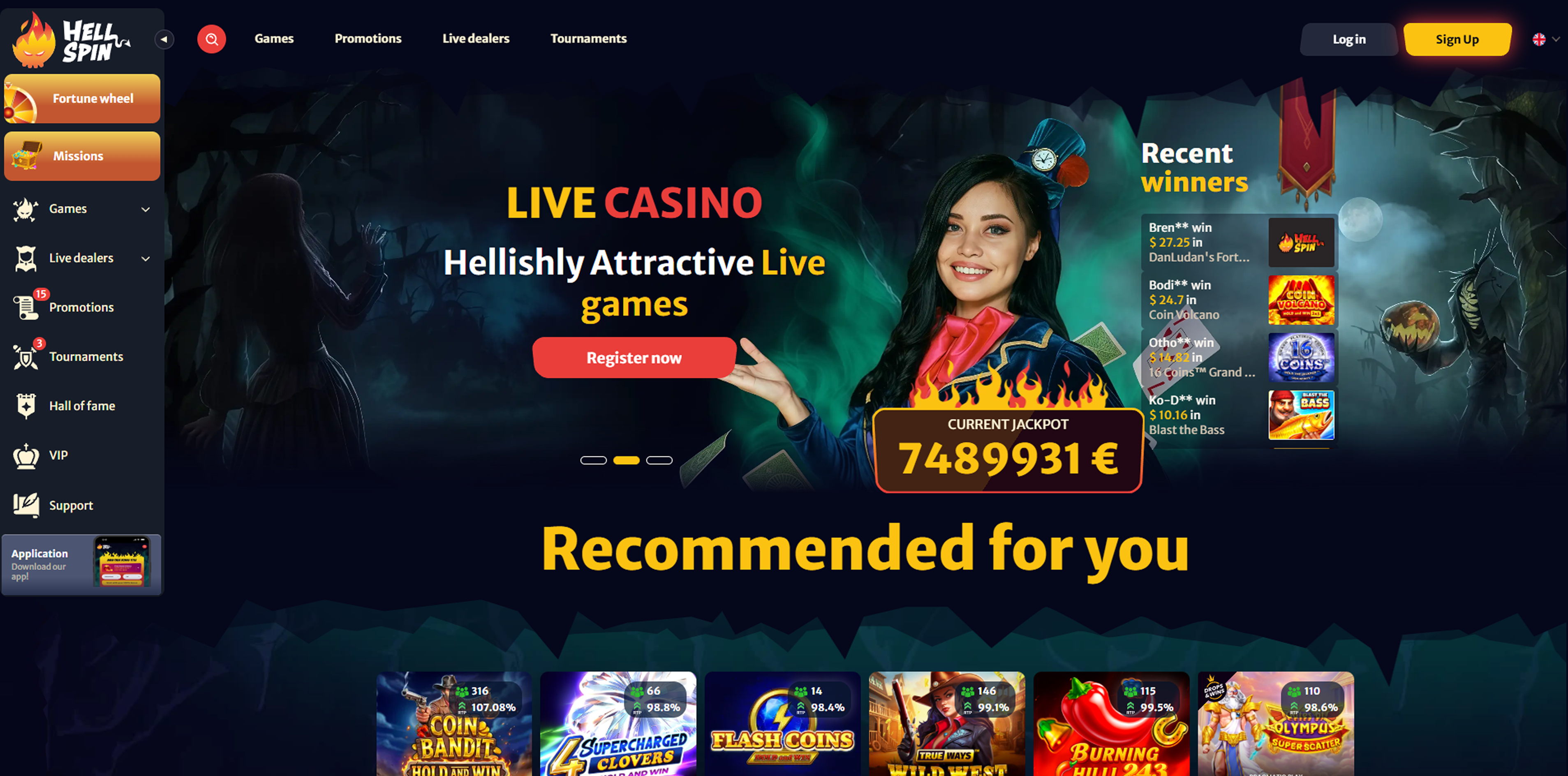 HellSpin Casino lobby