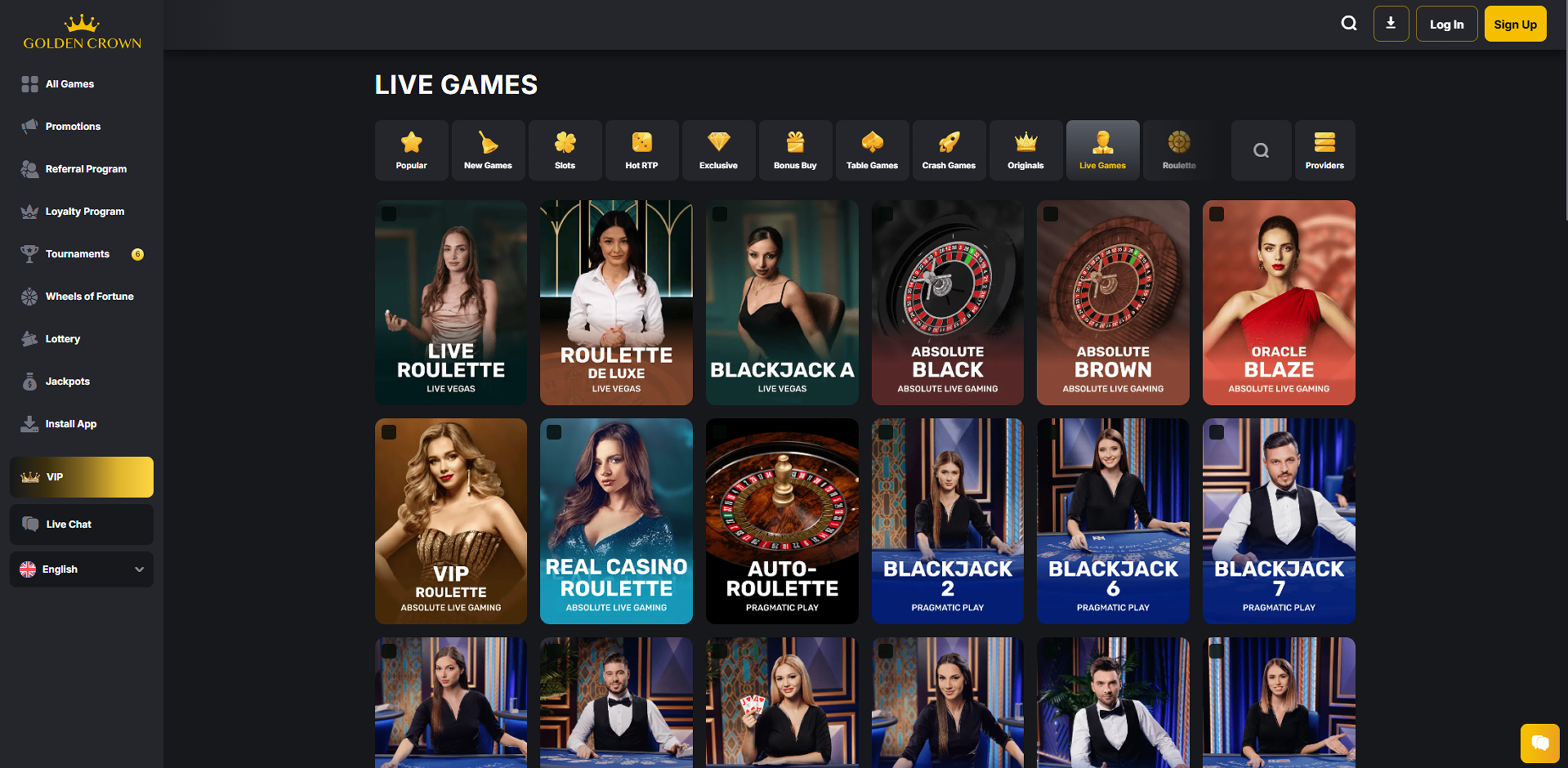 Golden Crown Casino live dealer games