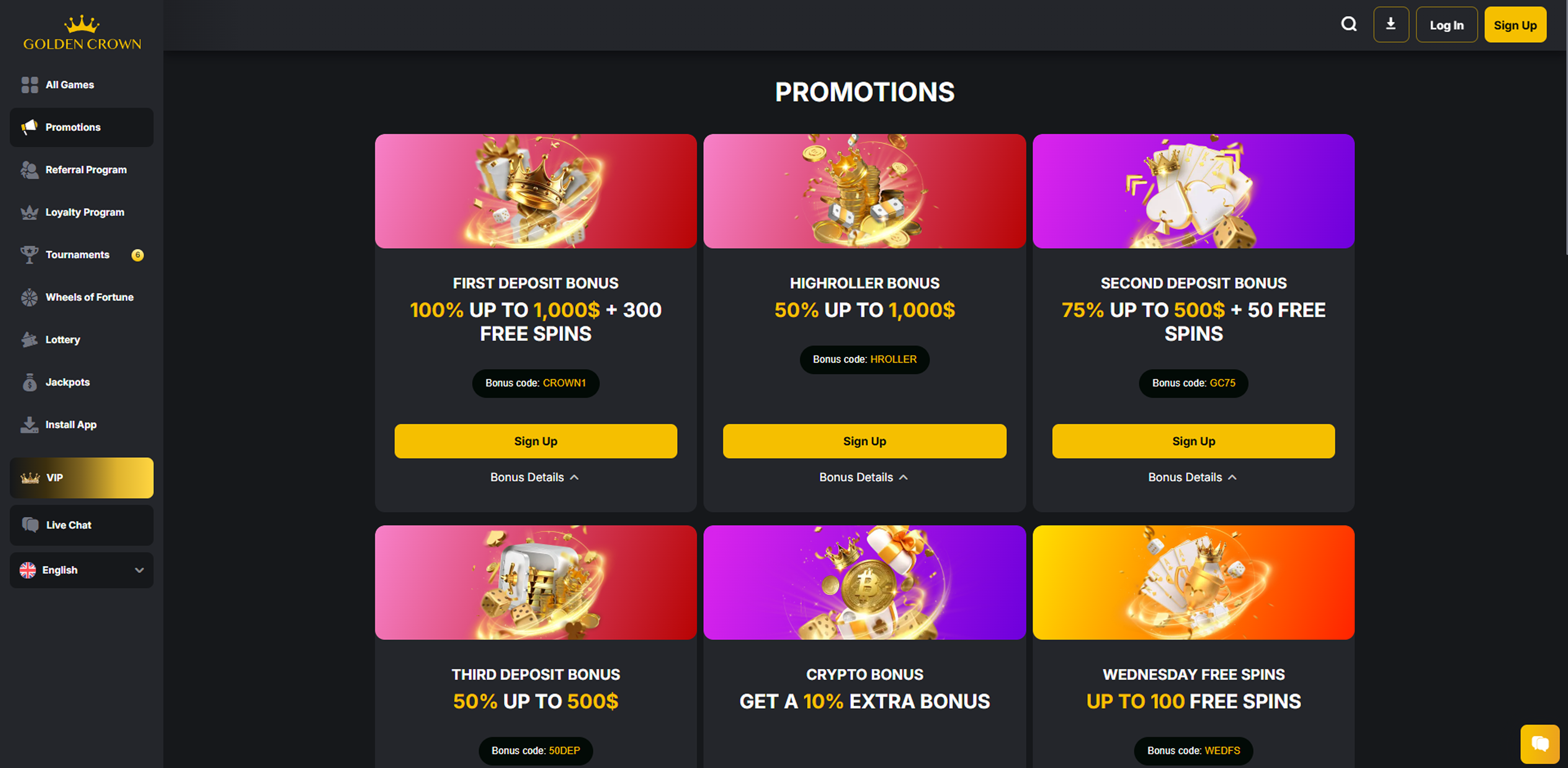Golden Crown Casino promotions with bonus codes
