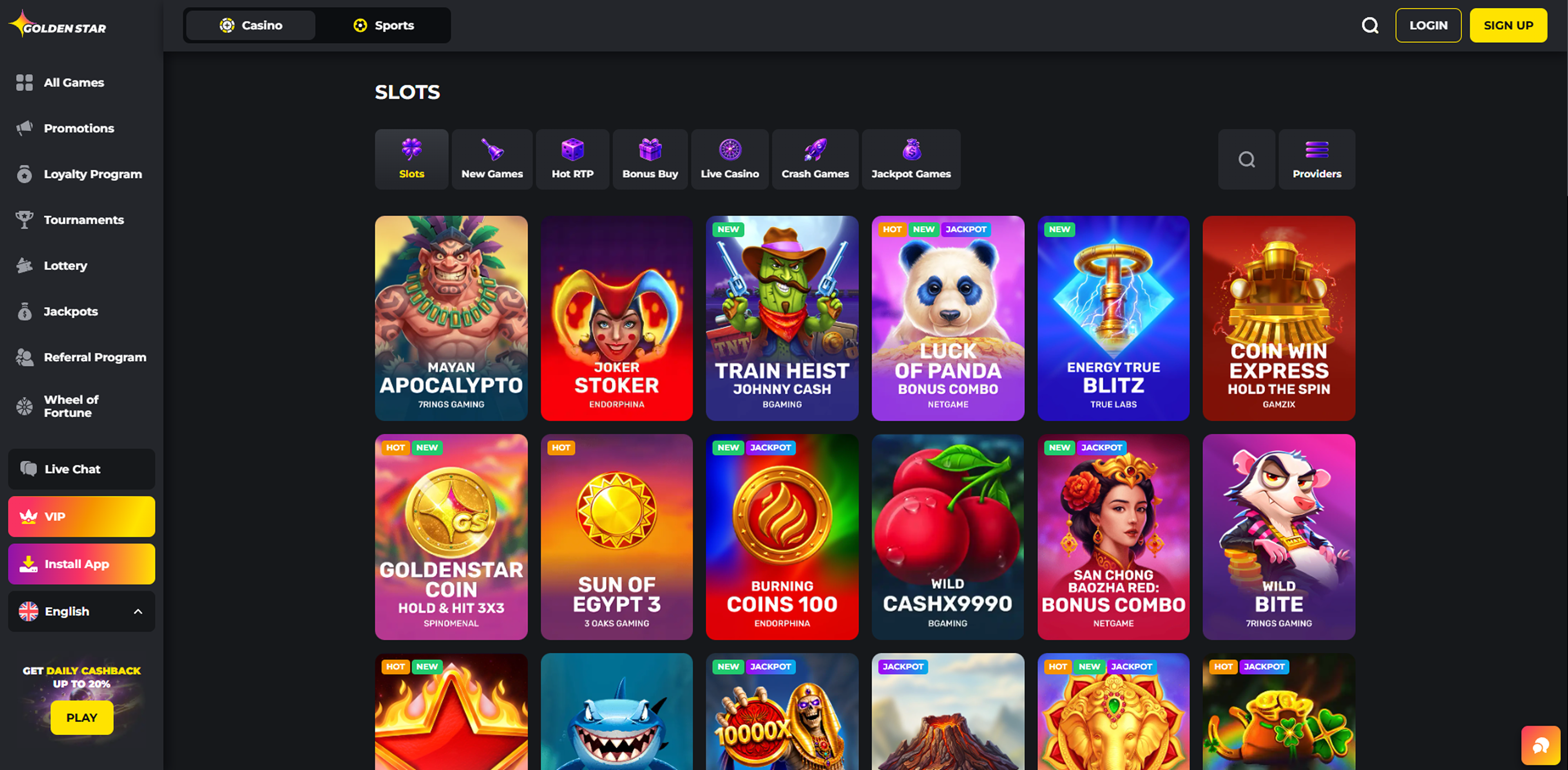 Golden Star Casino slot games