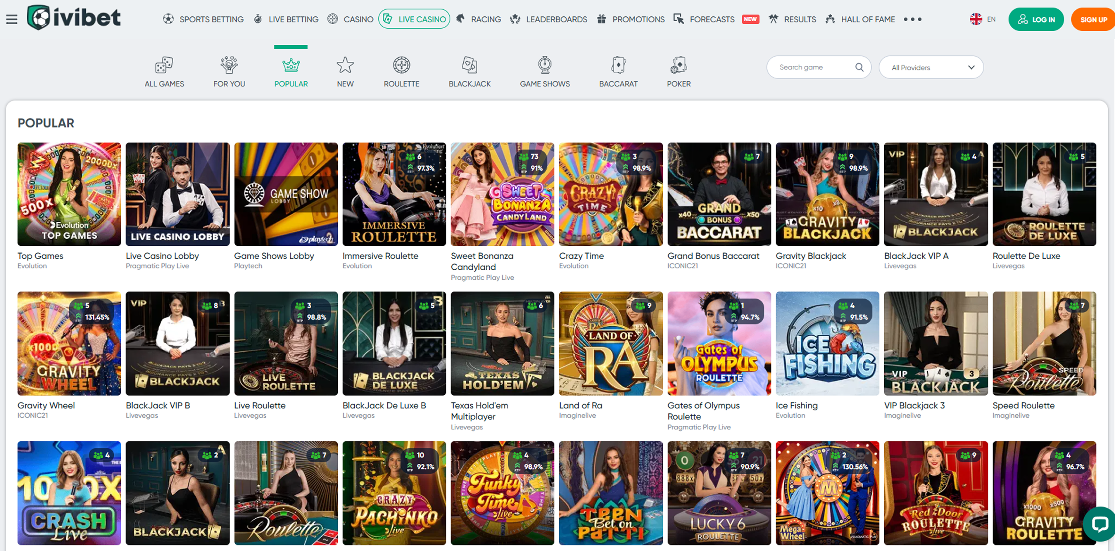 Ivibet live games