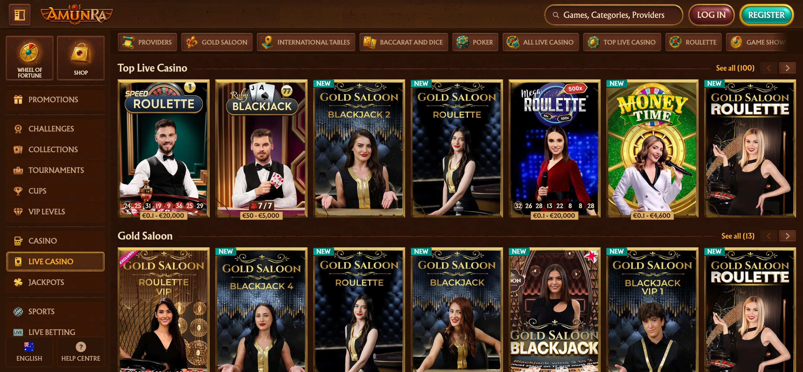 AmunRa casino live games