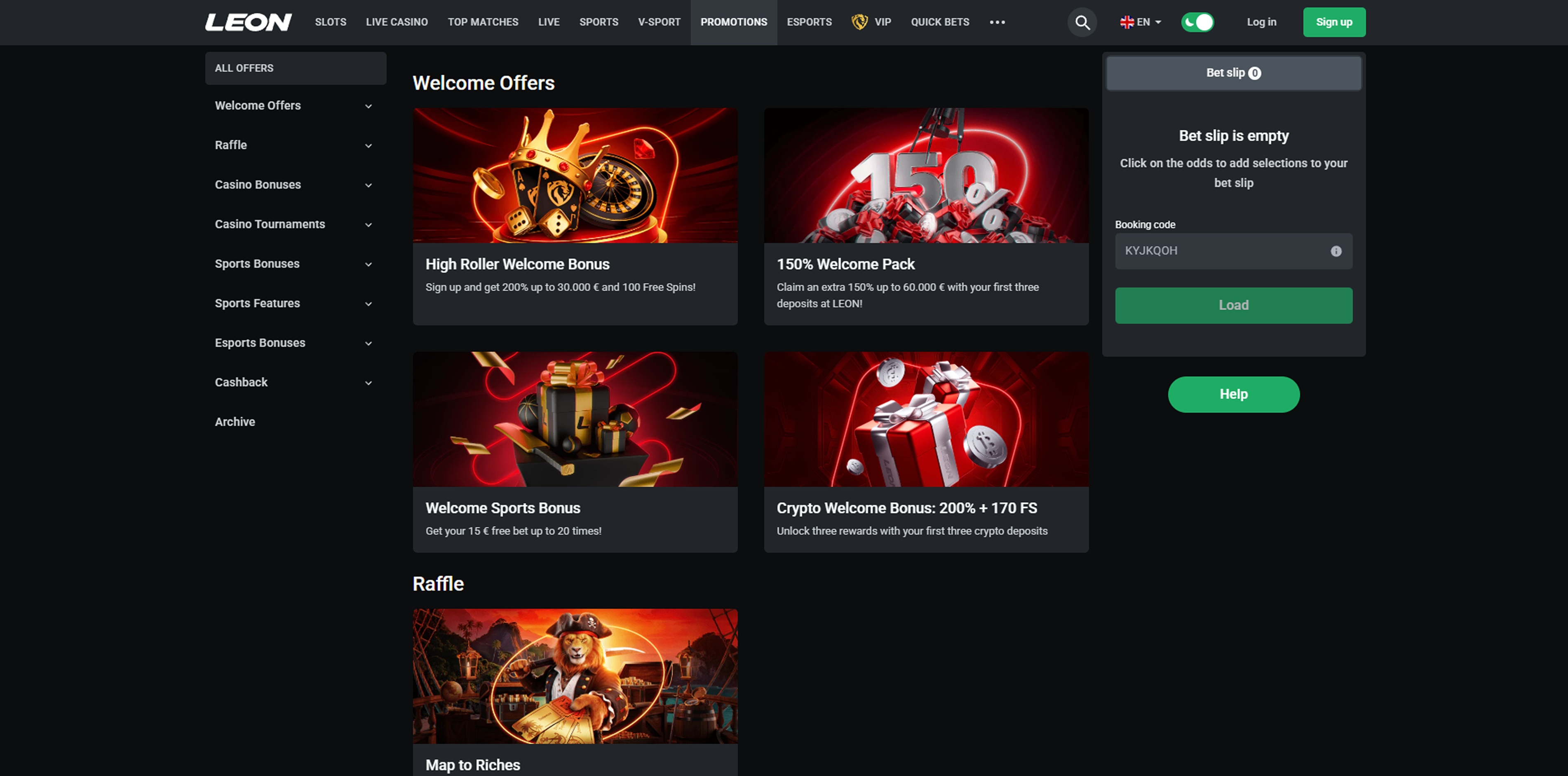 Leon casino bonuses
