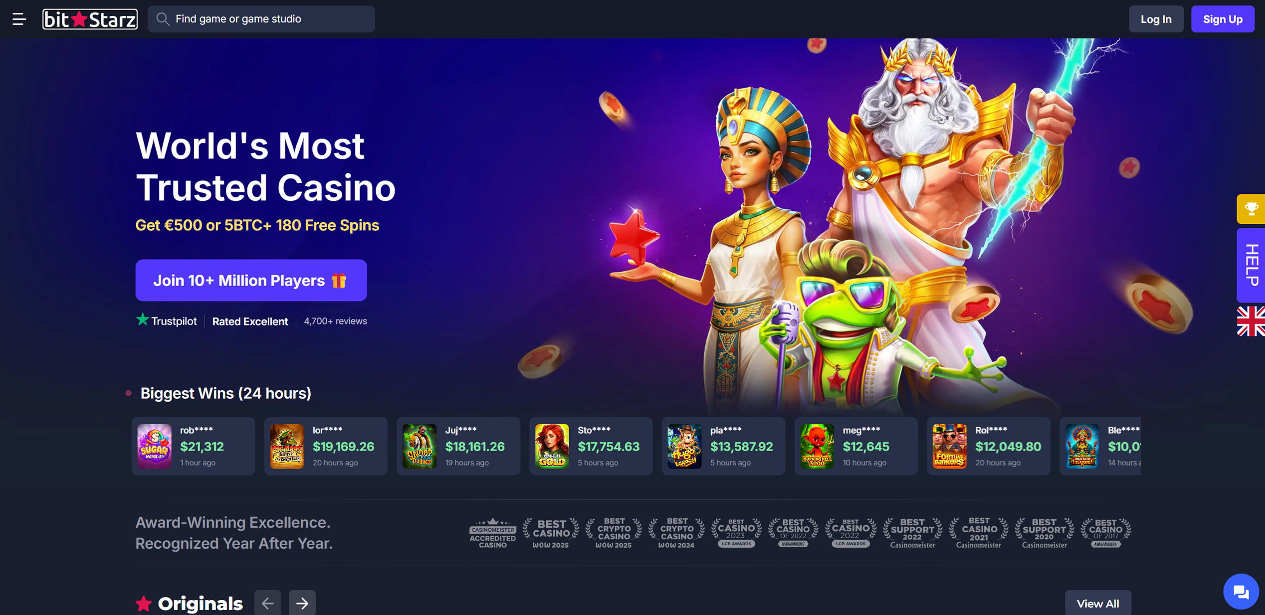 Bitstarz main page