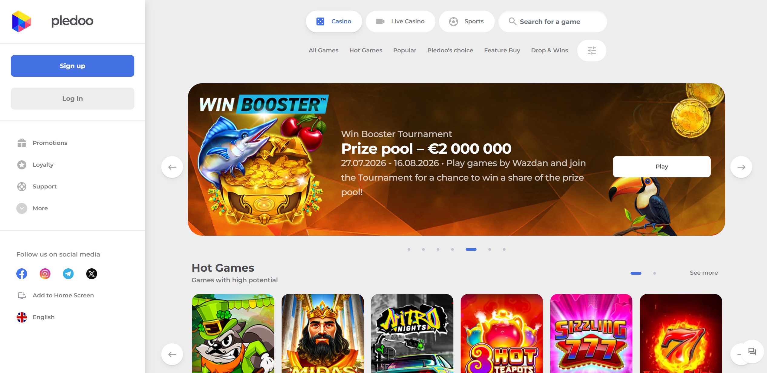 Pledoo main page