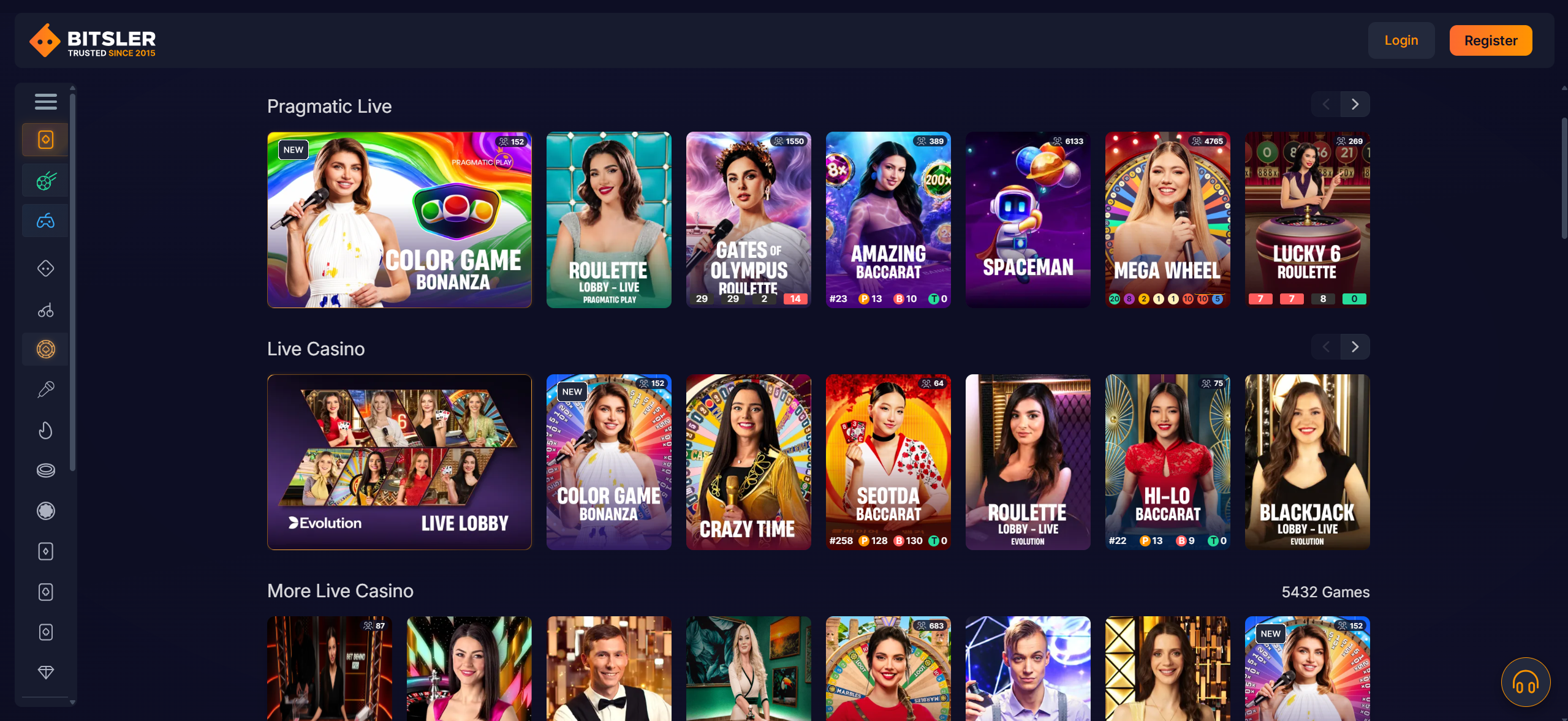 Bitsler casino live games