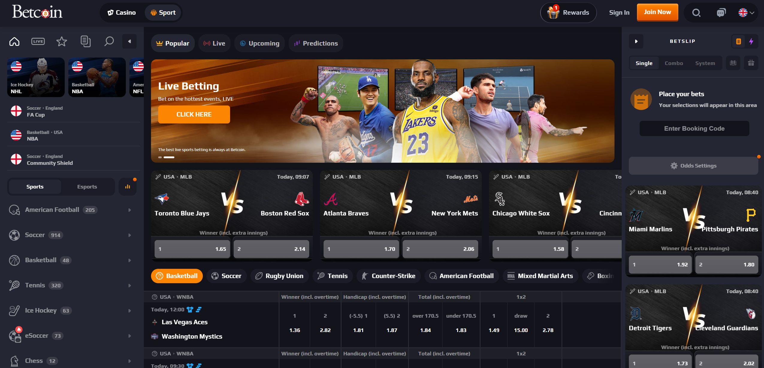 Betcoin.ag Casino live sports betting