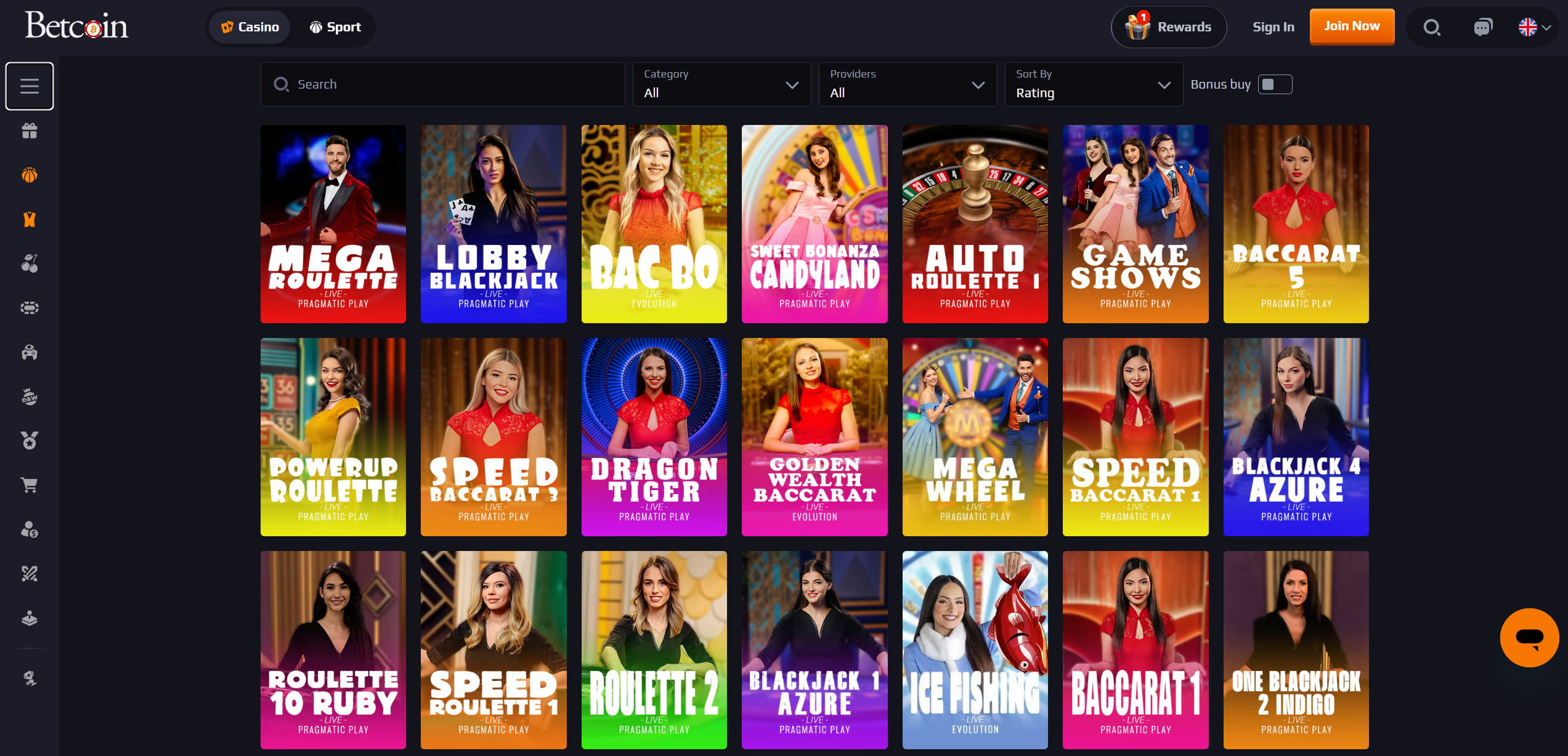 Betcoin.ag Casino live dealer games