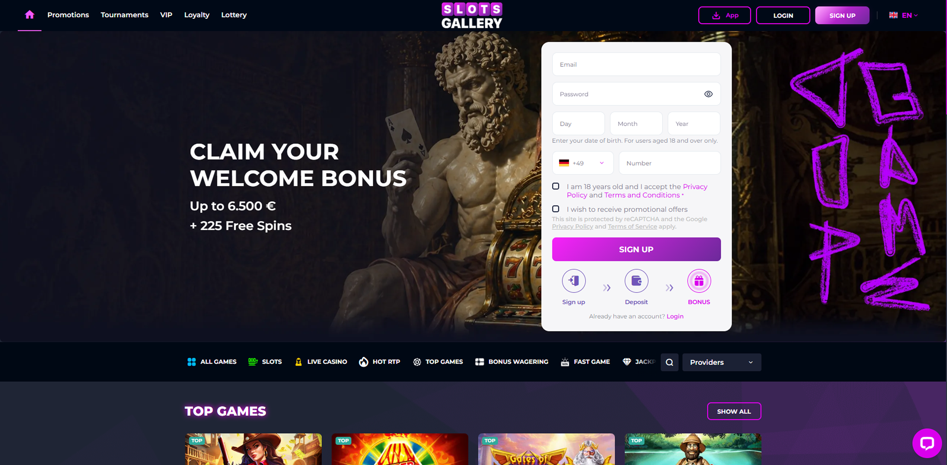 Slotsgallery main page